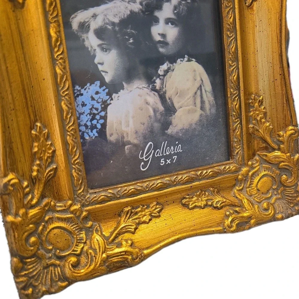 Gold Tone Thick Victorian Style Picture Frame 5x7